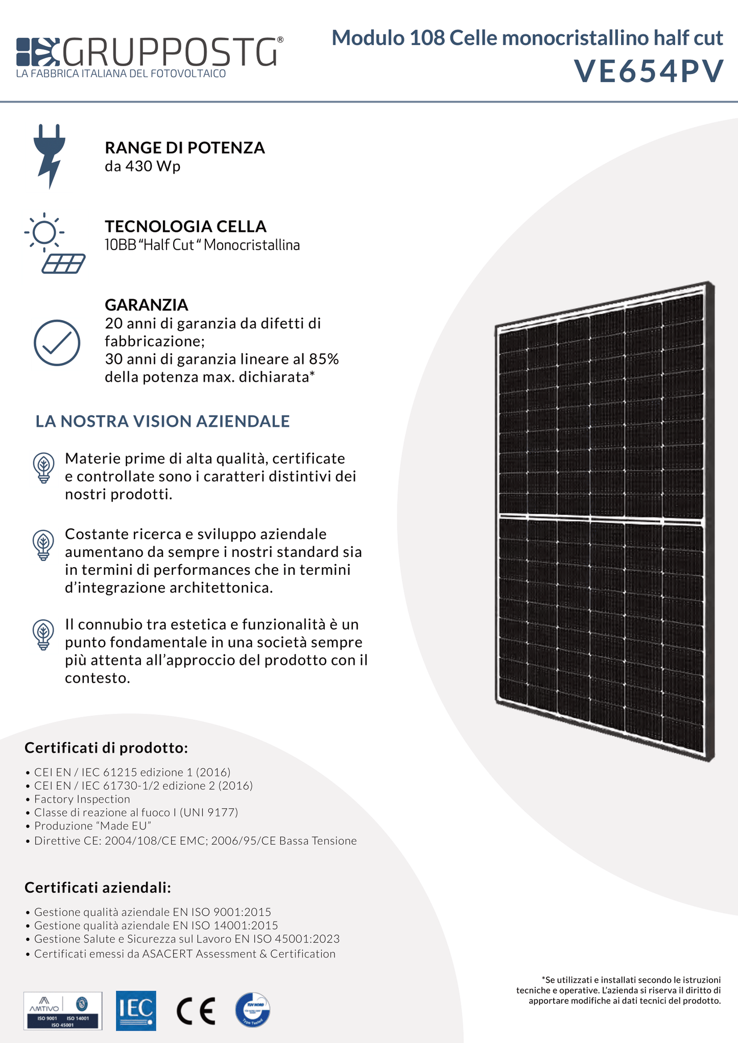 Modulo fotovoltaico Transizione 5.0 - 430W